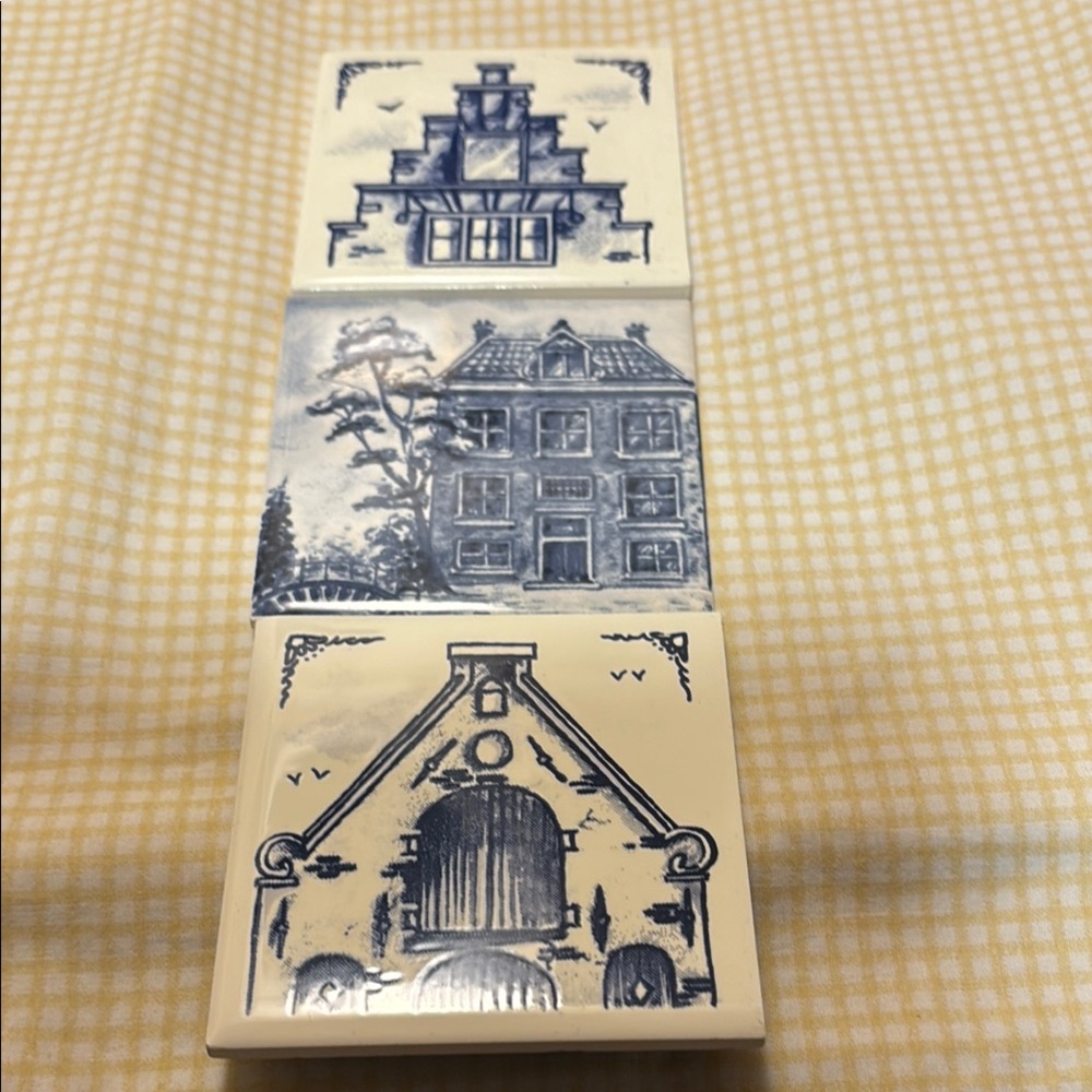 Vintage Ceramic Tile Set of 3 KLM ROYAL DUTCH AIRLINES